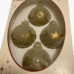 Sparkling Creations Frosted Christmas Ornaments Gold w/Silver Glitter USA Made